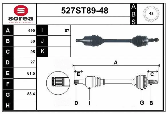 Arbre de transmission STARTCAR 527ST89-48