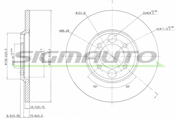 Disque de frein SIGMAUTO DBA034S