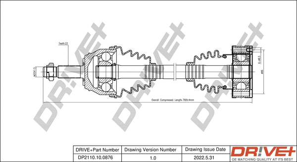 Arbre de transmission Dr!ve+ DP2110.10.0876