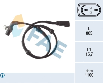 Capteur, vitesse de roue FAE 78041