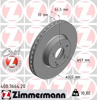 Disque de frein ZIMMERMANN 400.3664.20