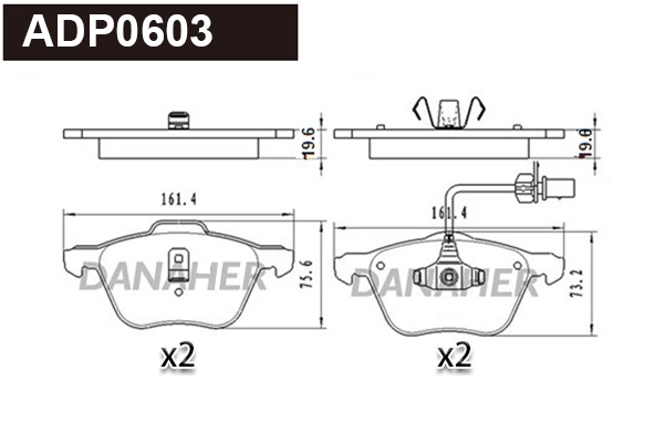 Kit de plaquettes de frein, frein à disque DANAHER ADP0603