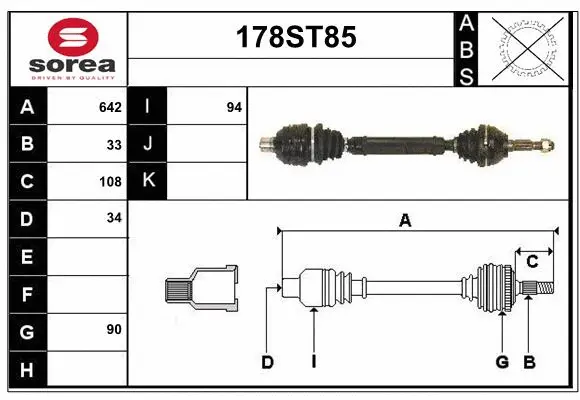 Arbre de transmission STARTCAR 178ST85
