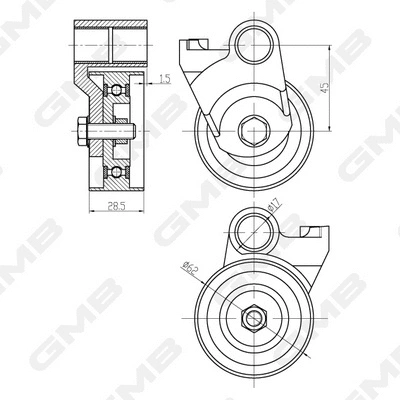 Poulie renvoi/transmission, courroie crantée GMB Oceania GTC1300
