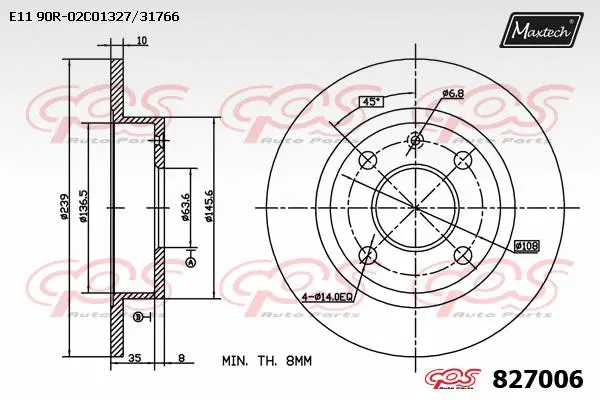 Disque de frein MAXTECH 827006