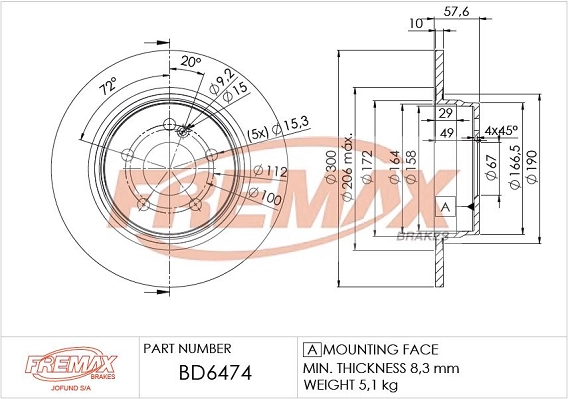 Disque de frein FREMAX BD-6474