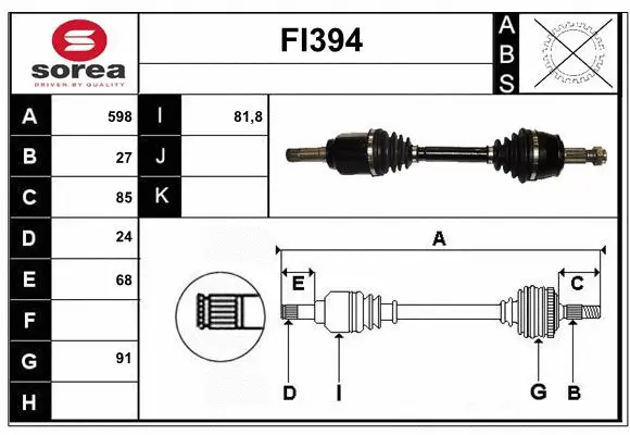 Arbre de transmission SERA FI394