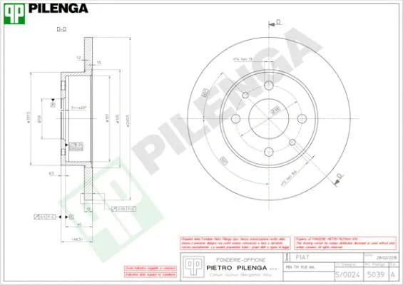 Disque de frein PILENGA 5039