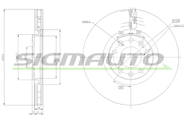 Disque de frein SIGMAUTO DBC237V