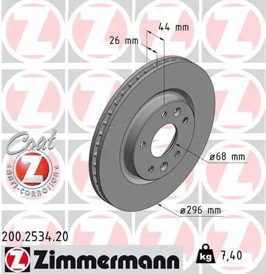 Disque de frein ZIMMERMANN 200.2534.20