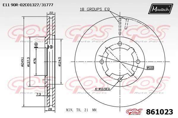 Disque de frein MAXTECH 861023