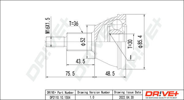 Jeu de joints, arbre de transmission Dr!ve+ DP2110.10.1504