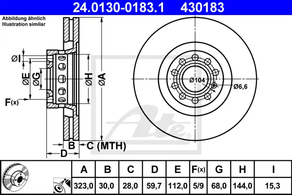 Disque de frein ATE-APAC 24.0130-0183.1