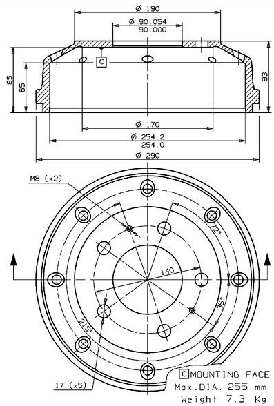 Tambour de frein VILLAR 627.0022