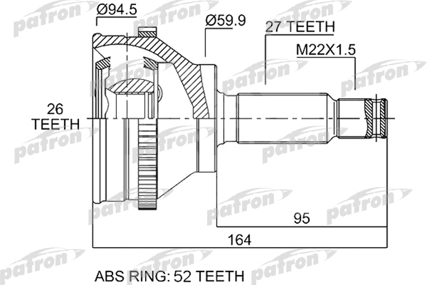 Jeu de joints, arbre de transmission PATRON PCV1543