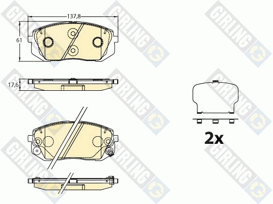 Kit de plaquettes de frein, frein à disque GIRLING 6136406