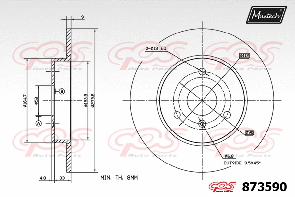 Disque de frein MAXTECH 873590
