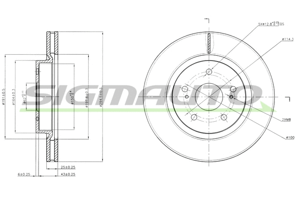 Disque de frein SIGMAUTO DBB635V