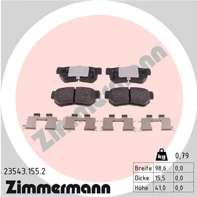 Kit de plaquettes de frein, frein à disque ZIMMERMANN 23543.155.2