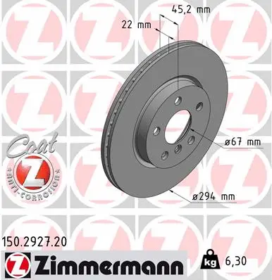 Disque de frein ZIMMERMANN 150.2927.20