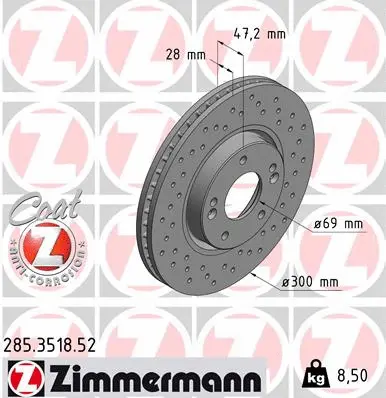 Disque de frein ZIMMERMANN 285.3518.52