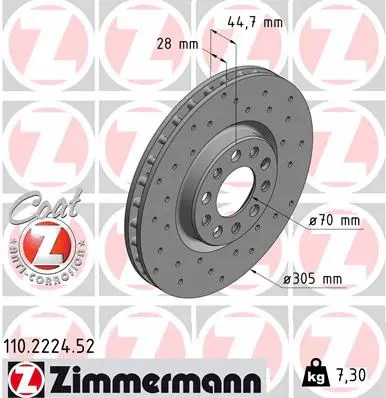Disque de frein ZIMMERMANN 110.2224.52