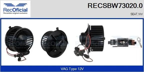Pulseur d'air habitacle RECOFICIAL RECSBW73020.0