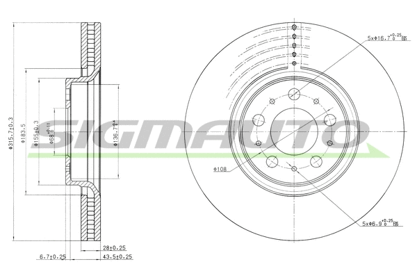 Disque de frein SIGMAUTO DBB426V