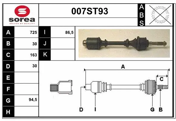 Arbre de transmission STARTCAR 007ST93
