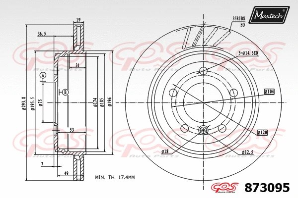Disque de frein MAXTECH 873095