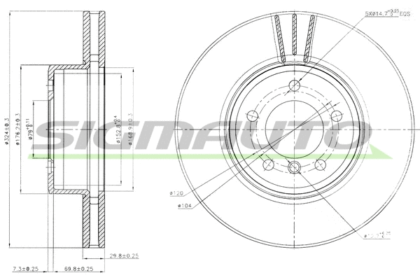 Disque de frein SIGMAUTO DBB242V