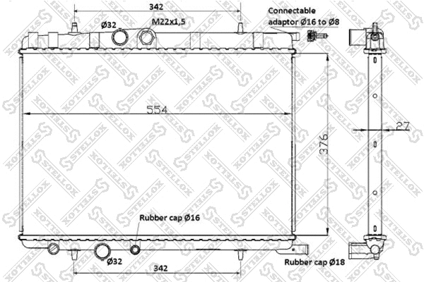Radiateur, refroidissement du moteur STELLOX 10-25123-SX