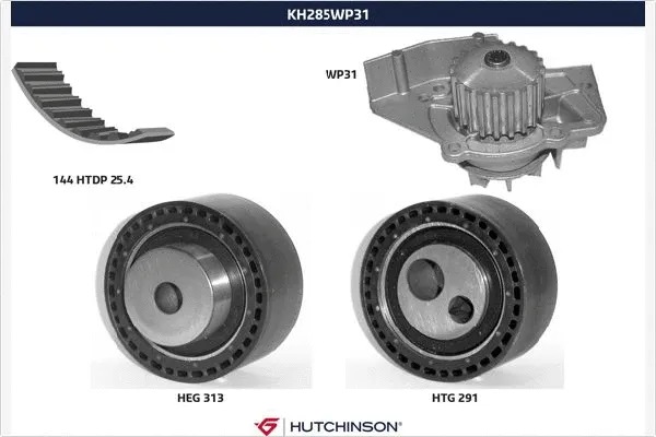 Pompe à eau + kit de courroie crantée HUTCHINSON KH 285WP31