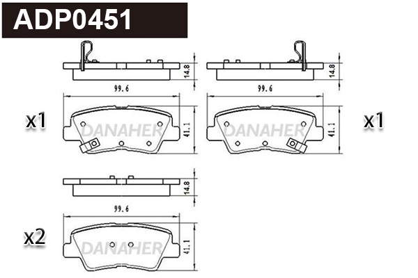 Kit de plaquettes de frein, frein à disque DANAHER ADP0451