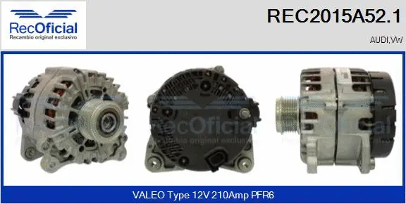 Alternateur RECOFICIAL REC2015A52.1