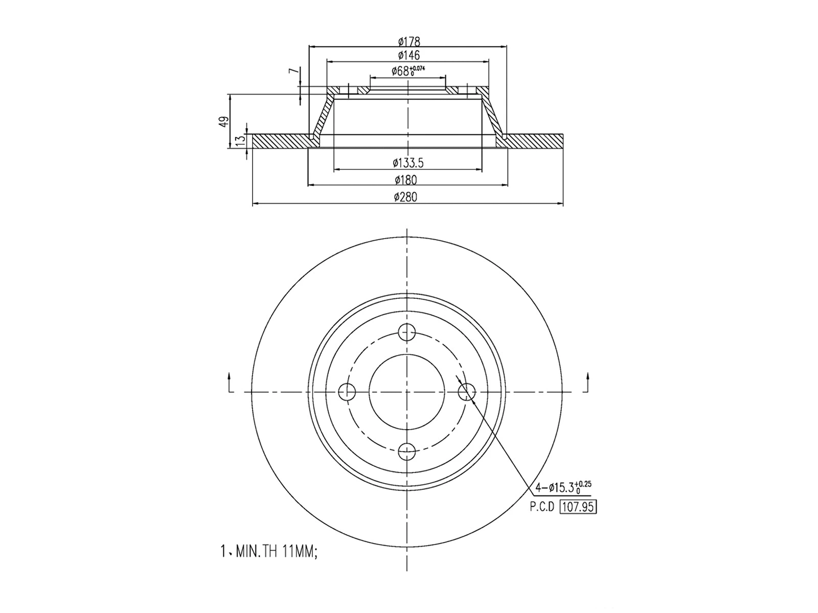 Disque de frein A.Z. Meisterteile AZMT-44-024-1461