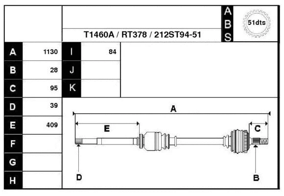 Arbre de transmission Technika 38212A