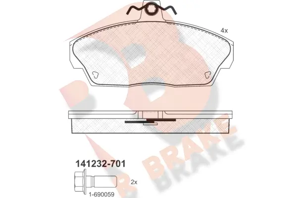 Kit de plaquettes de frein, frein à disque R BRAKE RB1232-701