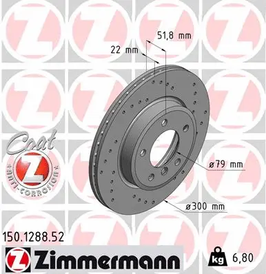 Disque de frein ZIMMERMANN 150.1288.52