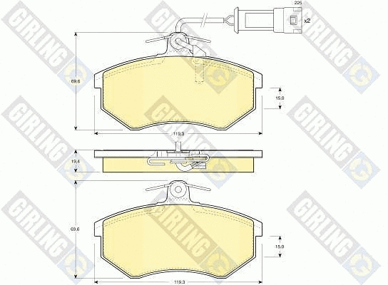 Kit de plaquettes de frein, frein à disque GIRLING 6104041
