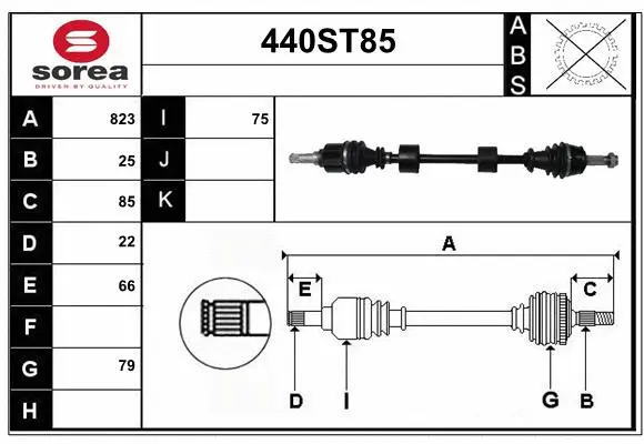 Arbre de transmission STARTCAR 440ST85