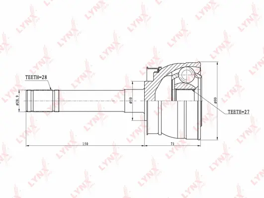 Jeu de joints, arbre de transmission LYNXAUTO CO-5709