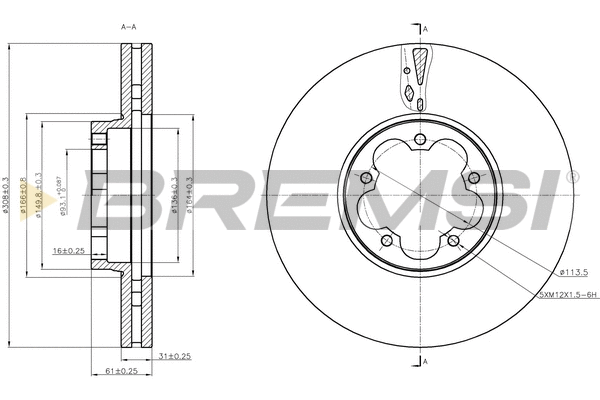 Disque de frein BREMSI CD8468V