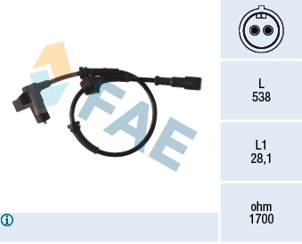 Capteur, vitesse de roue FAE 78376