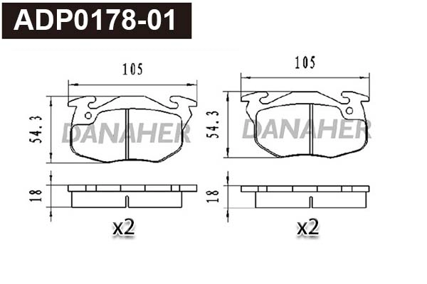 Kit de plaquettes de frein, frein à disque DANAHER ADP0178-01