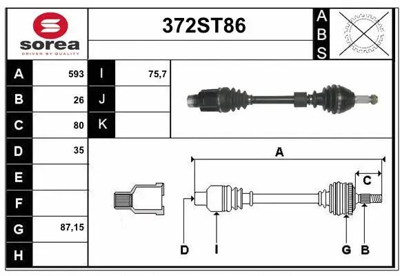 Arbre de transmission STARTCAR 372ST86