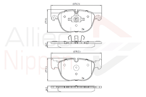 Kit de plaquettes de frein, frein à disque ALLIED NIPPON ADB06003