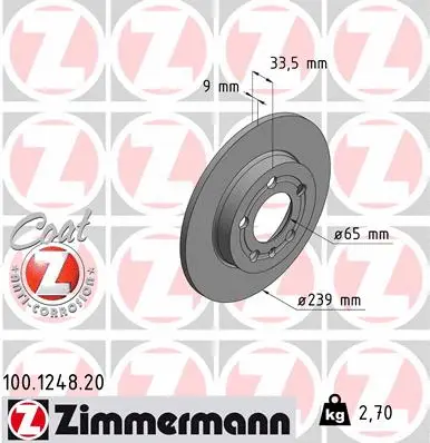 Disque de frein ZIMMERMANN 100.1248.20