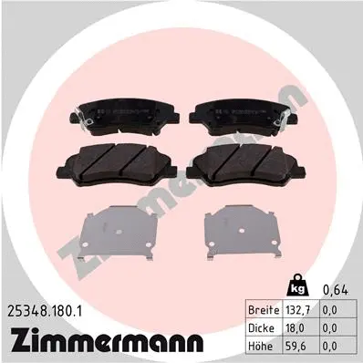 Kit de plaquettes de frein, frein à disque ZIMMERMANN 25348.180.1