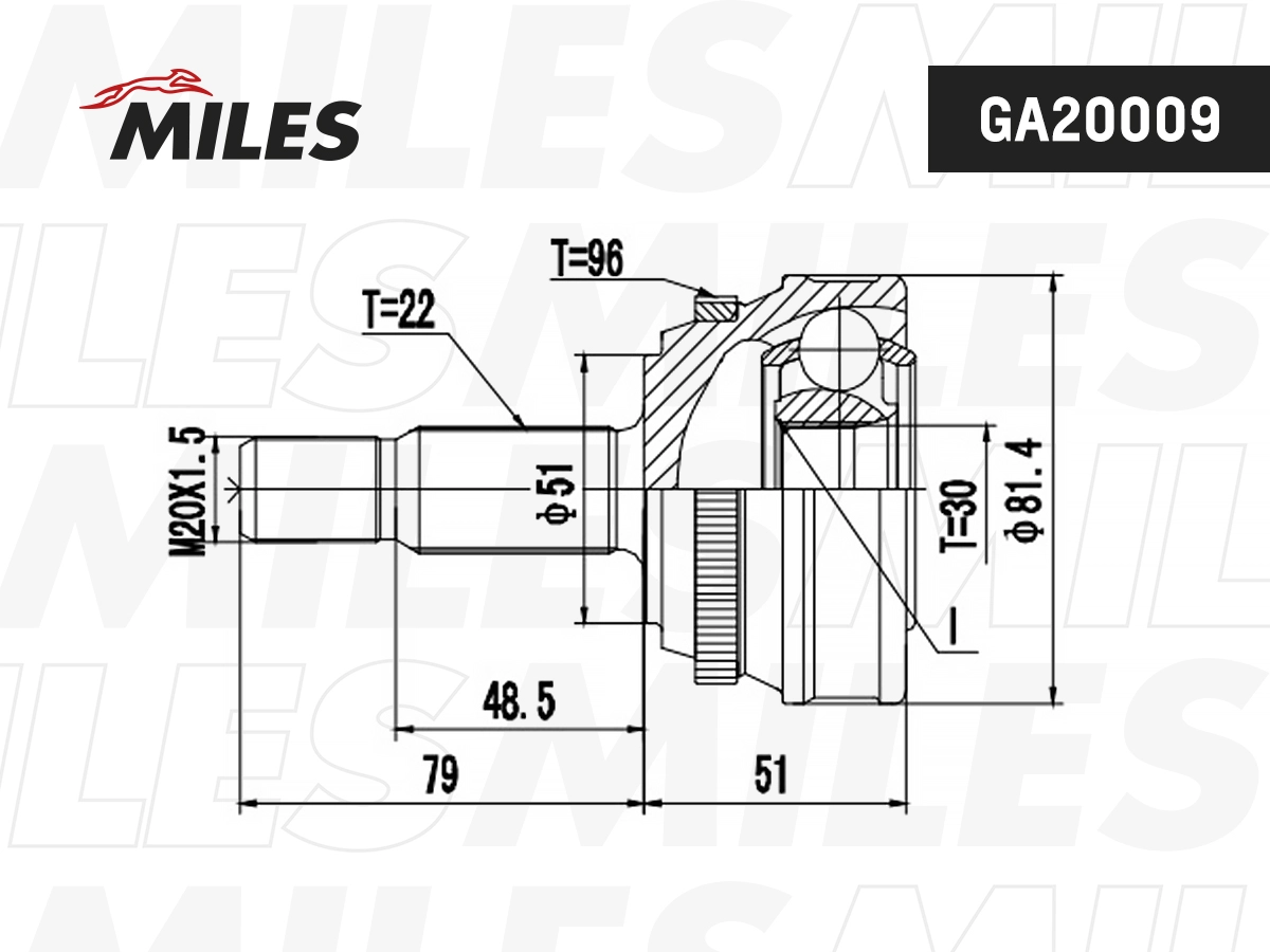 Jeu de joints, arbre de transmission MILES GA20009